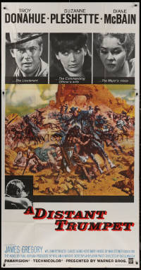7j0586 DISTANT TRUMPET 3sh 1964 cool art of Troy Donahue vs Indians by Frank McCarthy!