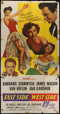7j0591 EAST SIDE WEST SIDE 3sh 1950 Barbara Stanwyck, James Mason, sexy Ava Gardner, New York!