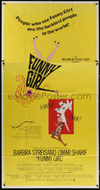 7j0607 FUNNY GIRL 3sh 1969 Barbra Streisand, Omar Sharif, William Wyler, Bob Peak & Tal Stubis art!