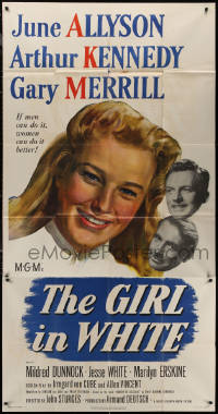 7j0614 GIRL IN WHITE 3sh 1952 art of pretty female doctor June Allyson, Arthur Kennedy, Merrill!