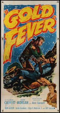 7j0618 GOLD FEVER 3sh 1952 John Calvert, Ralph Morgan, cool color art of western cowboys fighting!