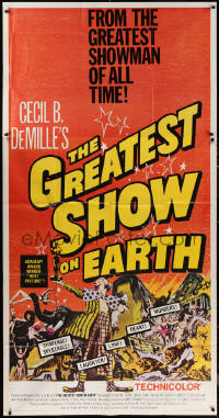 7j0625 GREATEST SHOW ON EARTH 3sh R1967 Cecil B. DeMille circus classic, clown James Stewart, rare!