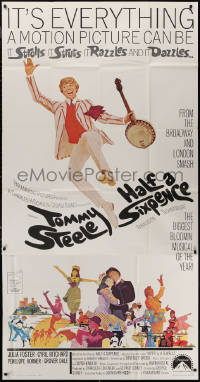 7j0630 HALF A SIXPENCE 3sh 1968 McGinnis art of Tommy Steele with banjo, from H.G. Wells novel!