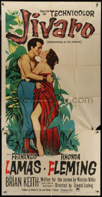 7j0645 JIVARO 3sh 1954 full-length art of sexy Rhonda Fleming & barechested Fernando Lamas, rare!