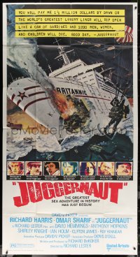 7j0648 JUGGERNAUT 3sh 1974 Richard Harris, art of ocean liner under attack by Bob McCall!