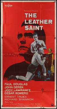 7j0656 LEATHER SAINT 3sh 1956 Paul Douglas, boxing priest John Derek, pretty Jody Lawrence!