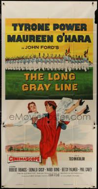 7j0659 LONG GRAY LINE 3sh 1954 art of Tyrone Power carrying Maureen O'Hara, plus West Point cadets!