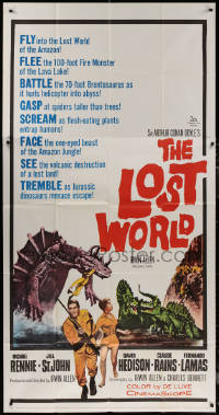 7j0661 LOST WORLD 3sh 1960 Michael Rennie battles dinosaurs in the Amazon Jungle, Irwin Allen!