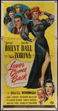 7j0665 LOVER COME BACK 3sh 1946 full-length art of sexy Lucille Ball, George Brent, ultra rare!