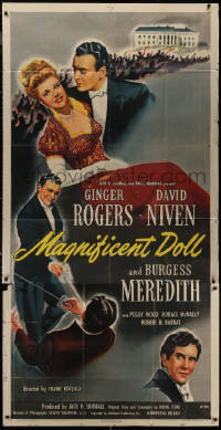 7j0668 MAGNIFICENT DOLL 3sh 1946 Ginger Rogers, David Niven, Burgess Meredith, Borzage, ultra rare!
