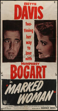 7j0676 MARKED WOMAN 3sh R1947 Bette Davis two-timing her way to love with Humphrey Bogart!