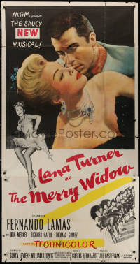 7j0679 MERRY WIDOW 3sh 1952 great romantic close up of sexy Lana Turner & Fernando Lamas!