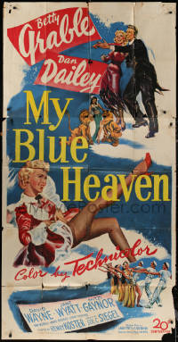 7j0687 MY BLUE HEAVEN 3sh 1950 great art of sexy dancer Betty Grable & Dan Dailey too!