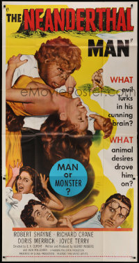 7j0690 NEANDERTHAL MAN 3sh 1953 wacky monster art, what animal desires drove his cunning brain on!