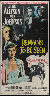 7j0725 REMAINS TO BE SEEN 3sh 1953 Van Johnson, June Allyson, Angela Lansbury by creepy statue!