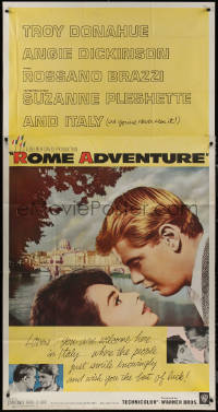 7j0728 ROME ADVENTURE 3sh 1962 Troy Donahue, Suzanne Pleshette & Angie Dickinson in Italy!