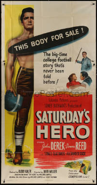 7j0732 SATURDAY'S HERO 3sh 1951 barechested football player John Derek, his body is for sale!