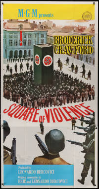 7j0742 SQUARE OF VIOLENCE 3sh 1963 Broderick Crawford, citizens rounded up in WWII Nazi Germany!