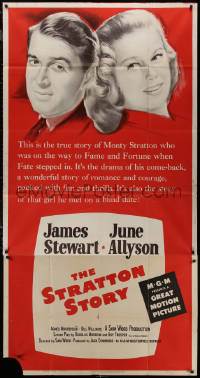 7j0751 STRATTON STORY 3sh R1956 Jimmy Stewart as baseball legend with pretty June Allyson!