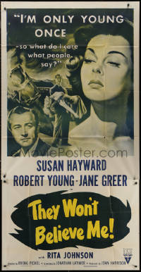 7j0763 THEY WON'T BELIEVE ME 3sh R1954 Susan Hayward, Robert Young & sexy Jane Greer, noir!