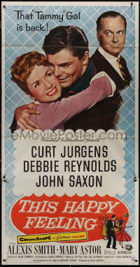 7j0764 THIS HAPPY FEELING 3sh 1958 Debbie Reynolds, Curt Jurgens, John Saxon, a spicy look at love!