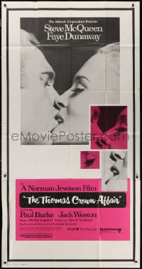 7j0765 THOMAS CROWN AFFAIR 3sh 1968 best kiss close up of Steve McQueen & sexy Faye Dunaway!