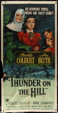 7j0769 THUNDER ON THE HILL 3sh 1951 Claudette Colbert, 6 desperate people hiding one guilty secret!