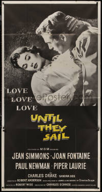 7j0779 UNTIL THEY SAIL 3sh 1957 Paul Newman romancing sexy Jean Simmons, from James Michener story!