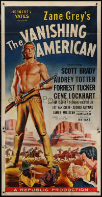 7j0780 VANISHING AMERICAN 3sh 1955 Zane Grey, cool artwork of barechested Navajo Indian Scott Brady!