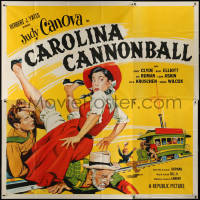 7j0064 CAROLINA CANNONBALL 6sh 1955 wacky art of Judy Canova on train tracks, sci-fi comedy!