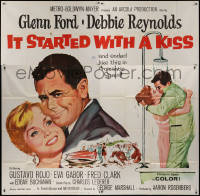 7j0092 IT STARTED WITH A KISS 6sh 1959 Glenn Ford & Debbie Reynolds kissing in shower in Spain!