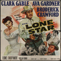 7j0098 LONE STAR 6sh 1951 Clark Gable with gun & sexy Ava Gardner, it's big in love & action!