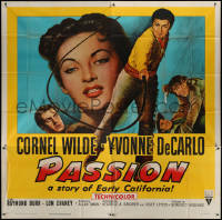 7j0115 PASSION 6sh 1954 Cornel Wilde, Yvonne De Carlo, Lon Chaney Jr, early California!