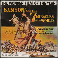 7j0126 SAMSON & THE 7 MIRACLES OF THE WORLD 6sh 1962 sexy art of Gordon Scott as Maciste!