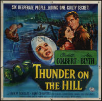7j0139 THUNDER ON THE HILL 6sh 1951 Claudette Colbert, 6 desperate people hiding one guilty secret!