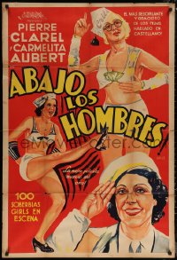 7j0159 ABAJO LOS HOMBRES Argentinean 1936 great Kras art of sexy near-naked girls dancing, rare!