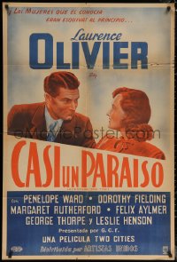 7j0160 ADVENTURE FOR TWO Argentinean 1943 art of Laurence Olivier & Penelopy Ward, WWII, rare!