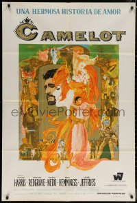 7j0173 CAMELOT Argentinean 1967 Richard Harris as King Arthur, Redgrave as Guinevere, Bob Peak art!