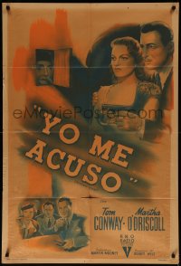 7j0186 CRIMINAL COURT Argentinean 1946 art of Tom Conway & Martha O'Driscoll, Robert Wise, rare!