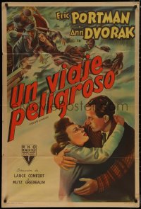 7j0192 ESCAPE TO DANGER Argentinean 1944 art of Eric Portman & Ann Dvorak in peril & in love, rare!