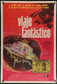 7j0194 FANTASTIC VOYAGE Argentinean 1966 best art of Raquel Welch & scientists going into human brain!