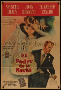 7j0196 FATHER OF THE BRIDE Argentinean 1951 Liz Taylor in wedding gown & broke Spencer Tracy, rare!