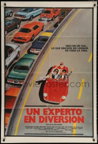 7j0198 FERRIS BUELLER'S DAY OFF Argentinean 1986 best art of Broderick & friends in Ferrari!