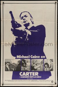 7j0205 GET CARTER Argentinean 1971 great image of Michael Caine with shotgun + four inset photos!
