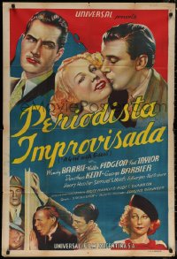 7j0208 GIRL WITH IDEAS Argentinean 1937 art of Wendy Barrie, Walter Pidgeon & Kent Taylor, rare!