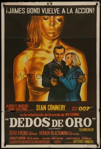 7j0210 GOLDFINGER Argentinean 1964 Sean Connery as James Bond & Honor Blackman, gold Shirley Eaton!