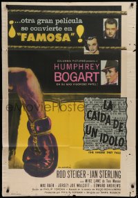 7j0214 HARDER THEY FALL Argentinean 1957 Humphrey Bogart, Rod Steiger & boxer Mike Lane!