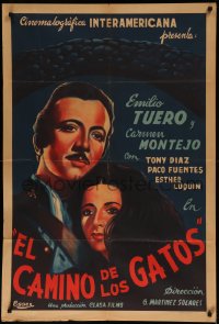 7j0219 HIGHWAY OF CATS Argentinean 1944 romantic art of soldier Emilio Tuero & Carmen Montejo, rare!