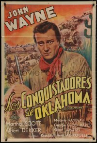 7j0223 IN OLD OKLAHOMA Argentinean R1950s different super close up of John Wayne in buckskin!