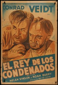 7j0226 KING OF THE DAMNED Argentinean 1935 different art of Conrad Veidt & Noah Beery, ultra rare!